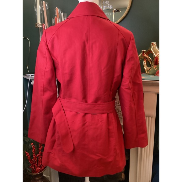 HAROLDS Red Double Breasted Belted Trench Coat Women Size M - Picture 4 of 5